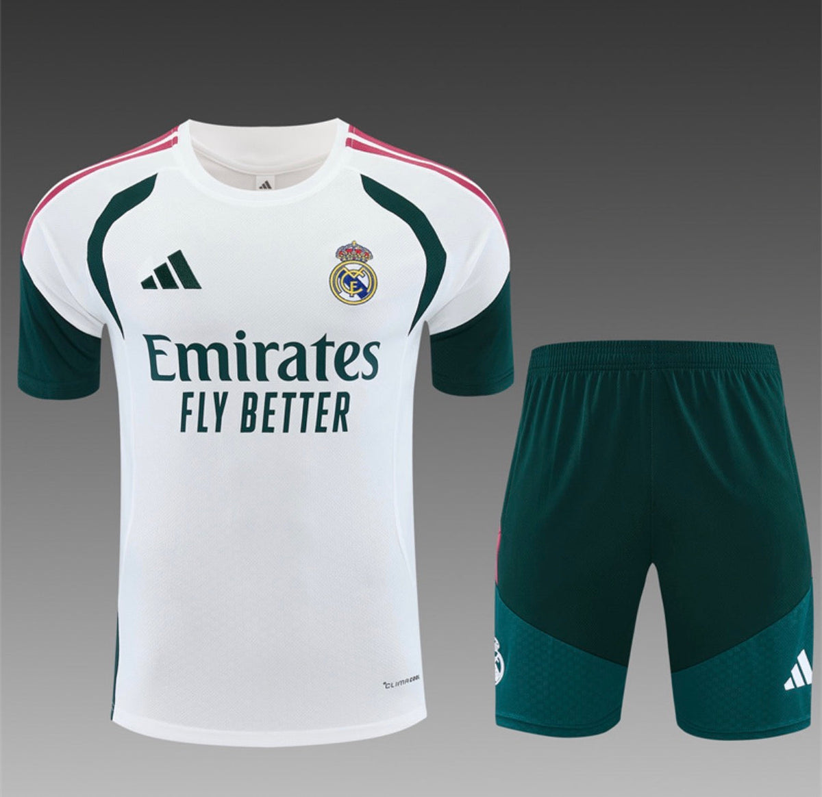 Ensemble Maillot + Short Real Madrid Entraînement Blanc/Vert 2026/27