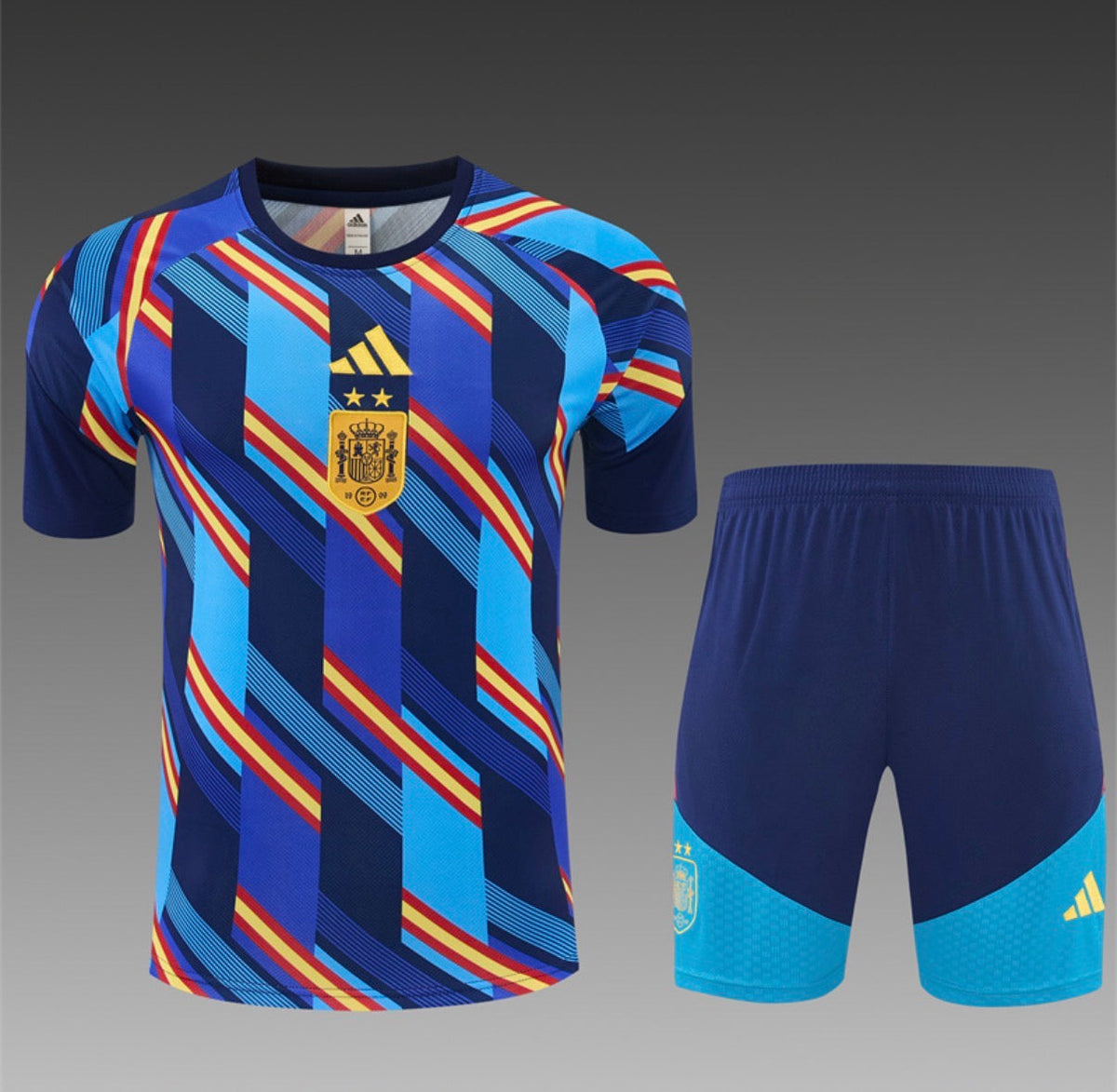 Ensemble Maillot + Short Équipe d'Espagne Bleu Rayures Diagonales 2026/27