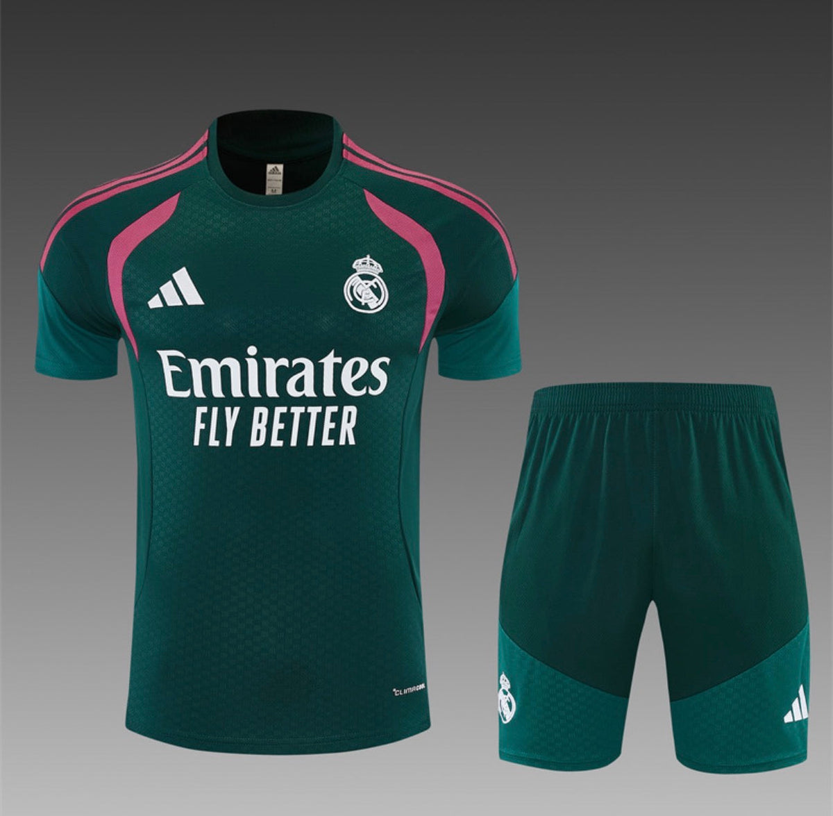 Ensemble Maillot + Short Real Madrid Entraînement Vert/Rose 2026/27